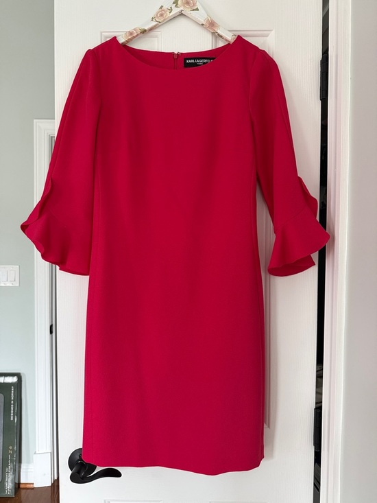 Karl Lagerfeld Dresses & Skirts - Karl Lagerfeld Vibrant hot pink Bell-Sleeve Shift Dress size 4
